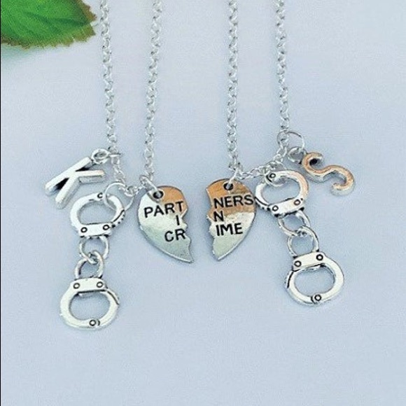 Set of 2 Handcuff Necklaces, partners in Crime. - Picture 1 of 2
